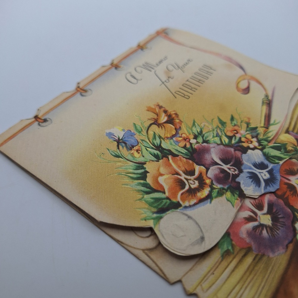 Vintage Forget Me Not Card Happy Birthday To You Floral Roses Sentiments